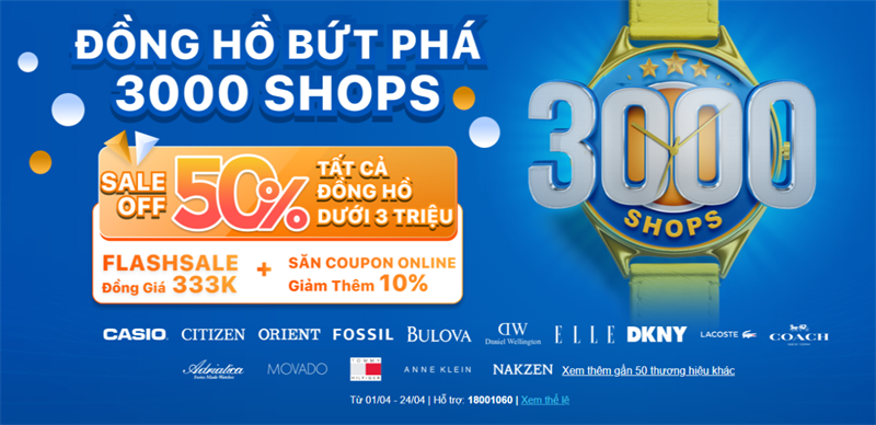 Sự kiện ĐỒNG HỒ BỨT PHÁ 3000 SHOPS Sự kiện ĐỒNG HỒ BỨT PHÁ 3000 SHOPS