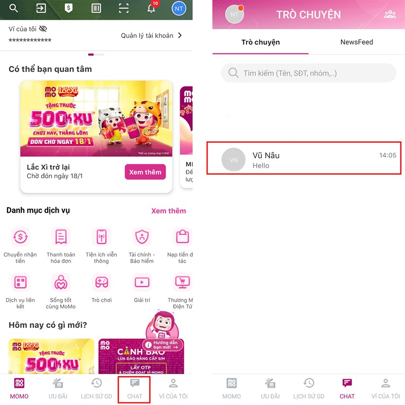 cách chặn tin nhắn rác trên Momo