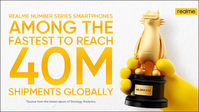 Realme đạt mốc bán ra 40 triệu smartphone dòng Number Realme đạt mốc bán ra 40 triệu smartphone dòng Number