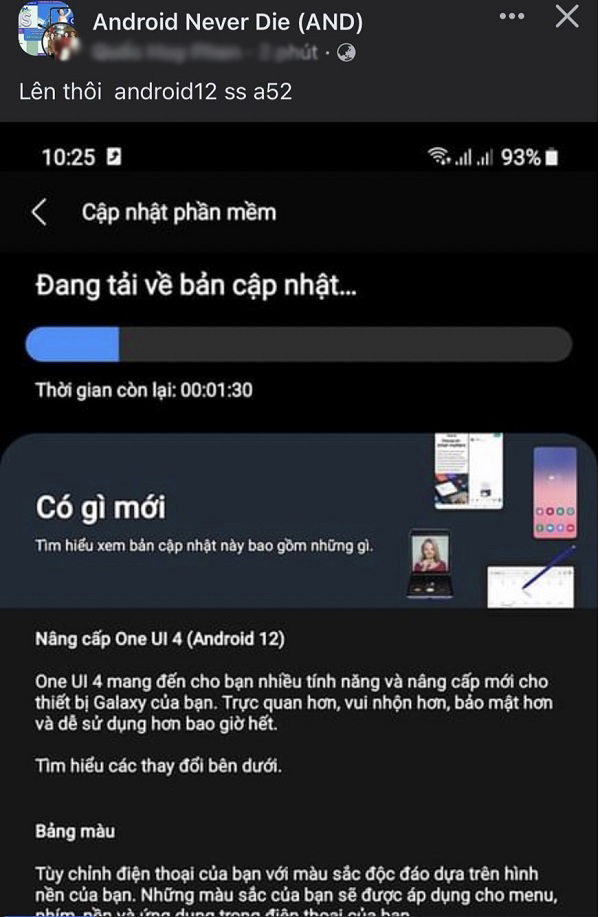 Cập nhật Galaxy A52