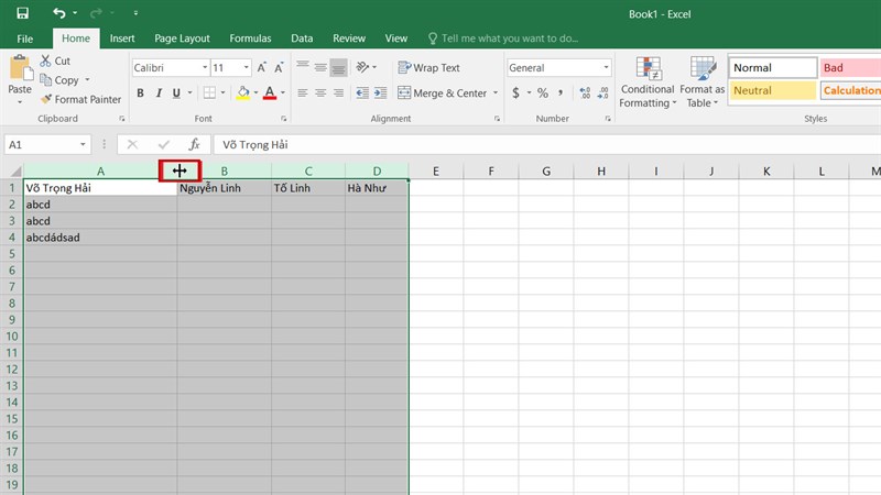 Cách căn độ rộng của hàng và cột tự động trong Excel Cách căn độ rộng của hàng và cột tự động trong Excel