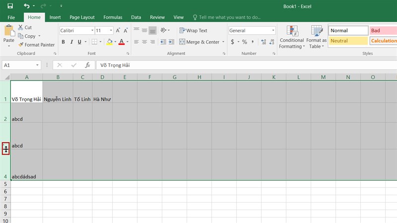 Cách căn độ rộng của hàng và cột tự động trong Excel Cách căn độ rộng của hàng và cột tự động trong Excel