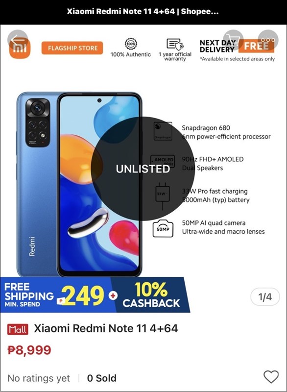 Chưa kịp ra mắt, Shopee đã niêm yết Redmi Note 11 với giá 4 triệu đồng