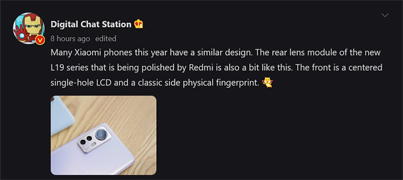 Tin rò rỉ của Redmi L19. Nguồn: Weibo Digital Chat Station. Tin rò rỉ của Redmi L19. Nguồn: Weibo Digital Chat Station.