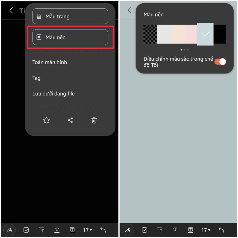 Cách thay đổi màu nền ghi chú Samsung Note trên điện thoại Samsung