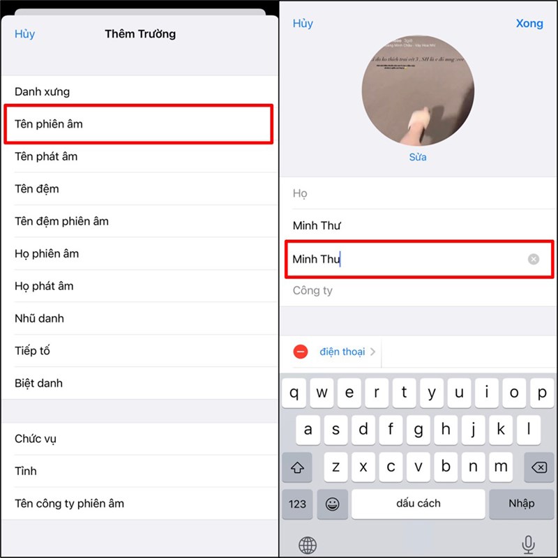 Đặt tên phiên âm trên iPhone