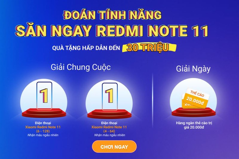 Minigame đoán cấu hình Redmi Note 11 Minigame đoán cấu hình Redmi Note 11