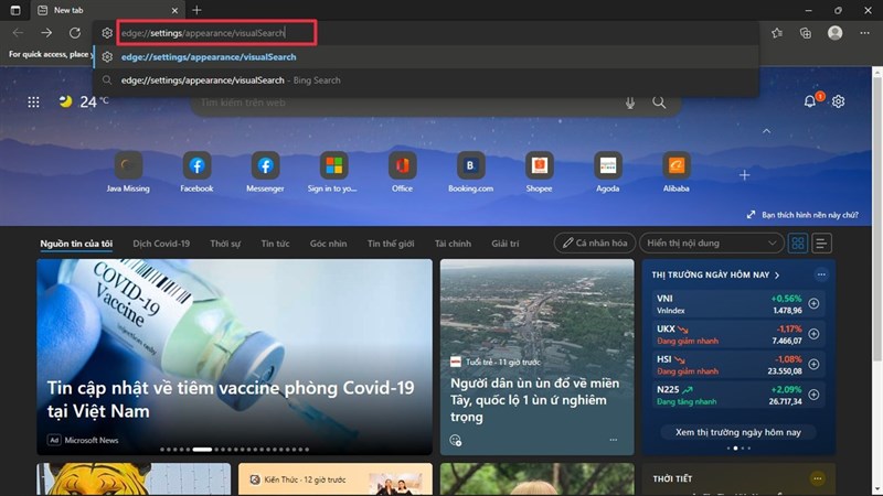 Cách bật tình năng tìm kiếm bằng hình ảnh trên trình duyệt Microsoft Edge 