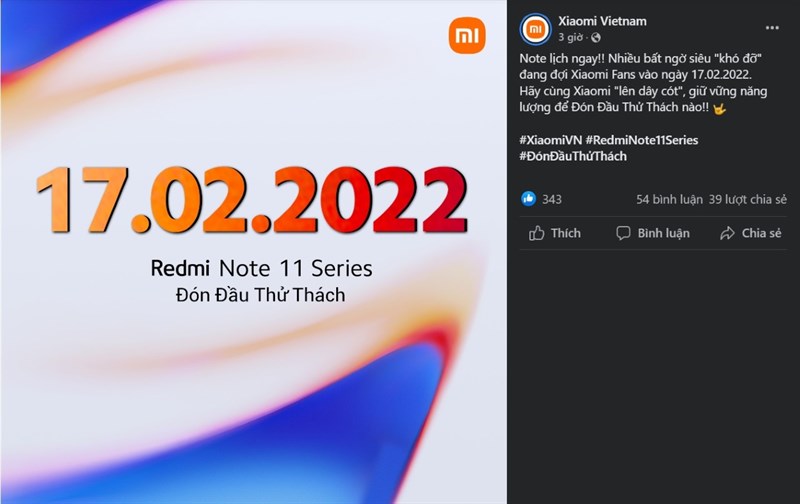 Xiaomi Việt Nam bất ngờ thông báo lịch ra mắt thiết bị mới thuộc dòng Redmi Note 11, có lẽ nào là Redmi Note 11 Pro?