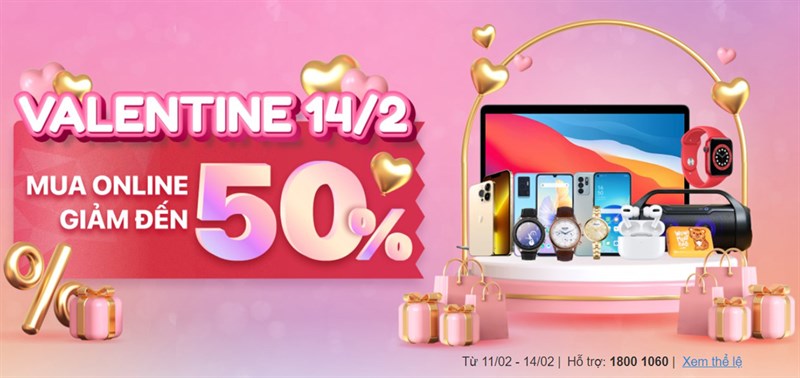 Lễ tình nhân không cô đơn, chốt đơn khuyến mãi khủng cùng TGDĐ Lễ tình nhân không cô đơn, chốt đơn khuyến mãi khủng cùng TGDĐ