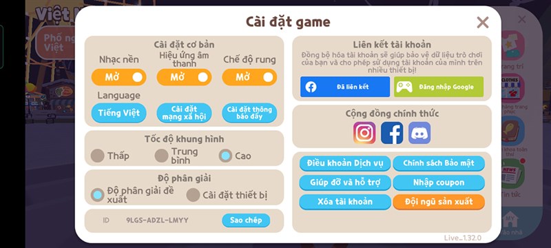 Thiết lập đồ họa game Play Together trên Realme 8 Thiết lập đồ họa game Play Together trên Realme 8