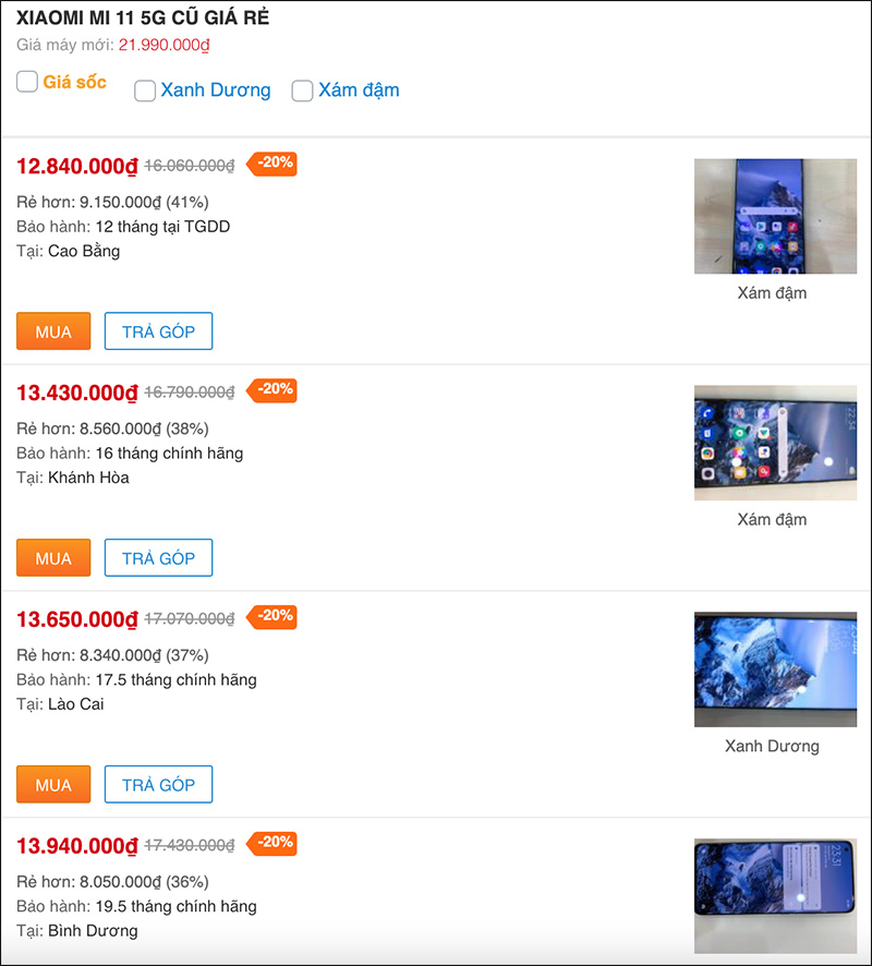 Xiaomi Mi 11 5G và Xiaomi Mi 11 Lite cũ đồng giảm 20%, giá đã quá rẻ Xiaomi Mi 11 5G và Xiaomi Mi 11 Lite cũ đồng giảm 20%, giá đã quá rẻ