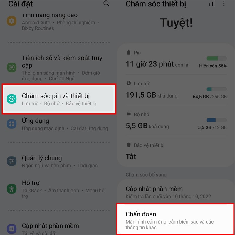 Cách chẩn đoán điện thoại Samsung