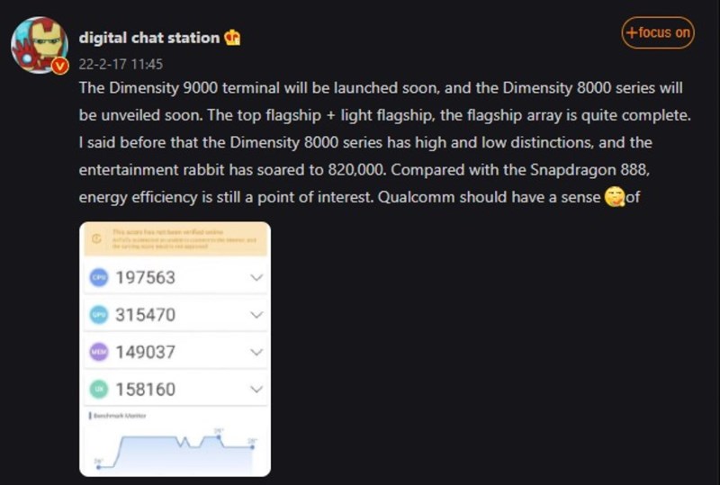Dòng chip MediaTek Dimensity 8000 đánh bại Snapdragon 888 trong các điểm chuẩn của AnTuTu