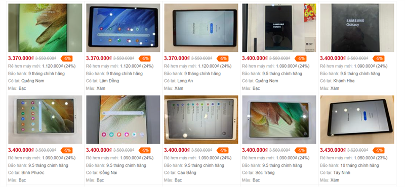 Một số mẫu máy tính bảng đổi trả tại Thế Giới Di Động