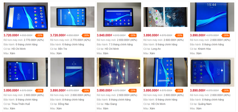 Một số mẫu máy tính bảng Lenovo Tab M10 FHD Plus hàng đổi trả tại Thế Giới Di Động