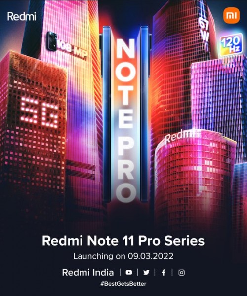 Ngày ra mắt của Redmi Note 11 Pro và 11 Pro+ 5G có thể sẽ là 09/03. Nguồn: GSMArena.