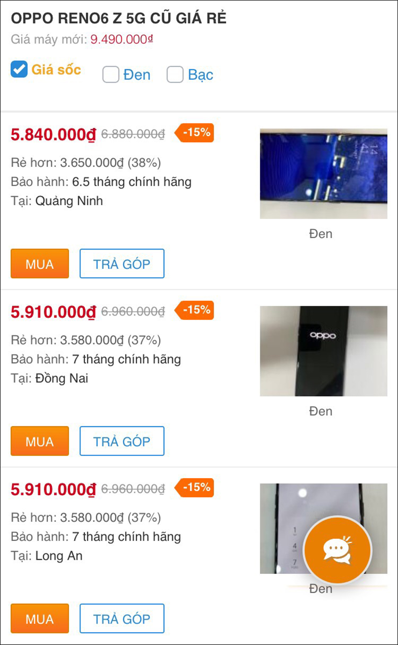 OPPO Reno6 Z 5G cũ OPPO Reno6 Z 5G cũ