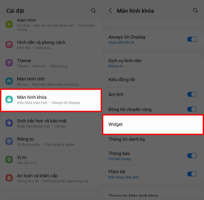 Tùy chỉnh Widget màn hình khóa