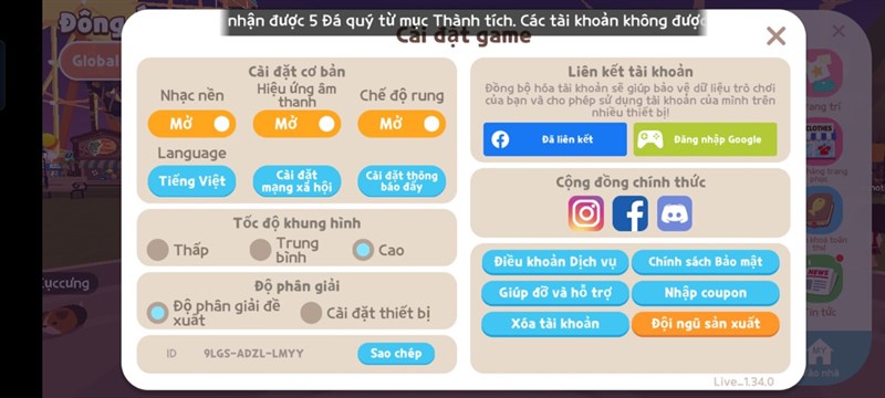 Thiết lập đồ hoạ tựa game Play Together trên Realme 9 Pro+. Thiết lập đồ hoạ tựa game Play Together trên Realme 9 Pro+.