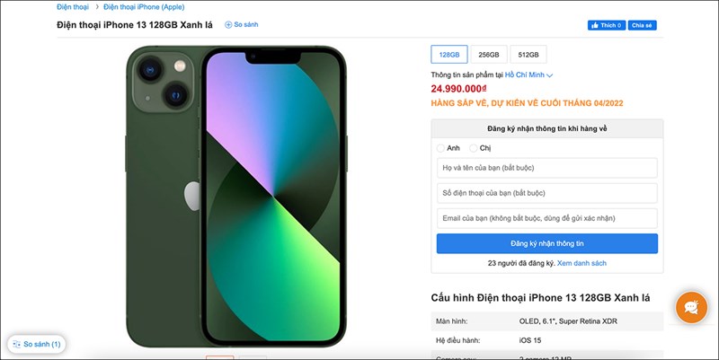 Giá iPhone 13 Xanh lá tại Thế Giới Di Động quá hấp dẫn phải không nào?