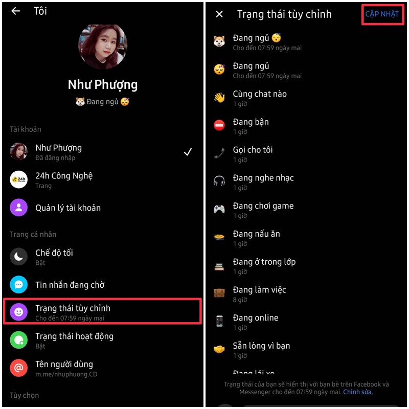 Cách điều chỉnh hiển thị trạng thái hoạt động trên Messenger