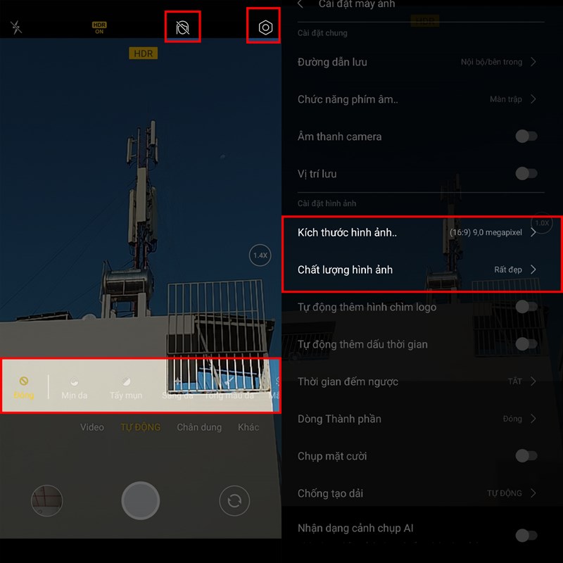 Cài đặt Camera Cài đặt Camera
