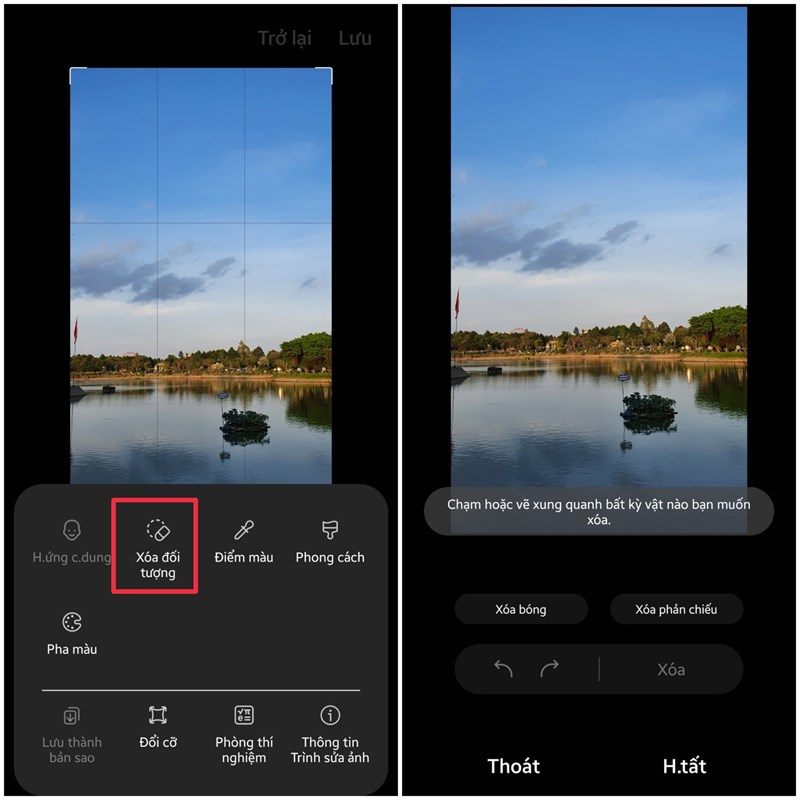 Cách xóa đối tượng thừa trong ảnh trên điện thoại Samsung