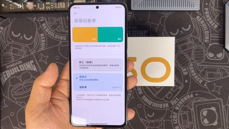 Điều chỉnh tần số quét màn hình trên Redmi K50