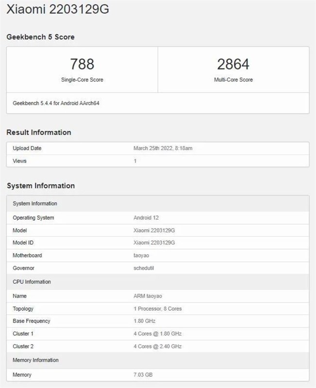 Xiaomi 12 Lite với Snapdragon 778G 5G, RAM 8GB lộ diện trên Geekbench, dự kiến sẽ sớm ra mắt Xiaomi 12 Lite với Snapdragon 778G 5G, RAM 8GB lộ diện trên Geekbench, dự kiến sẽ sớm ra mắt