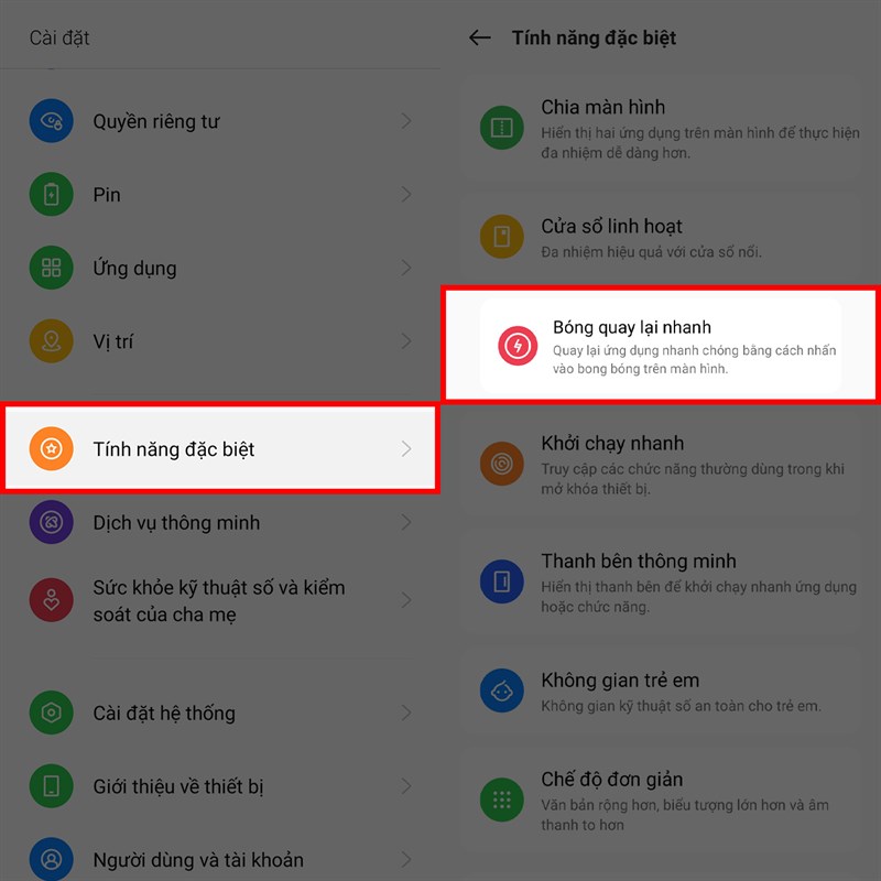 Cách mở bong bóng quay lại trên OPPO Reno7 series Cách mở bong bóng quay lại trên OPPO Reno7 series