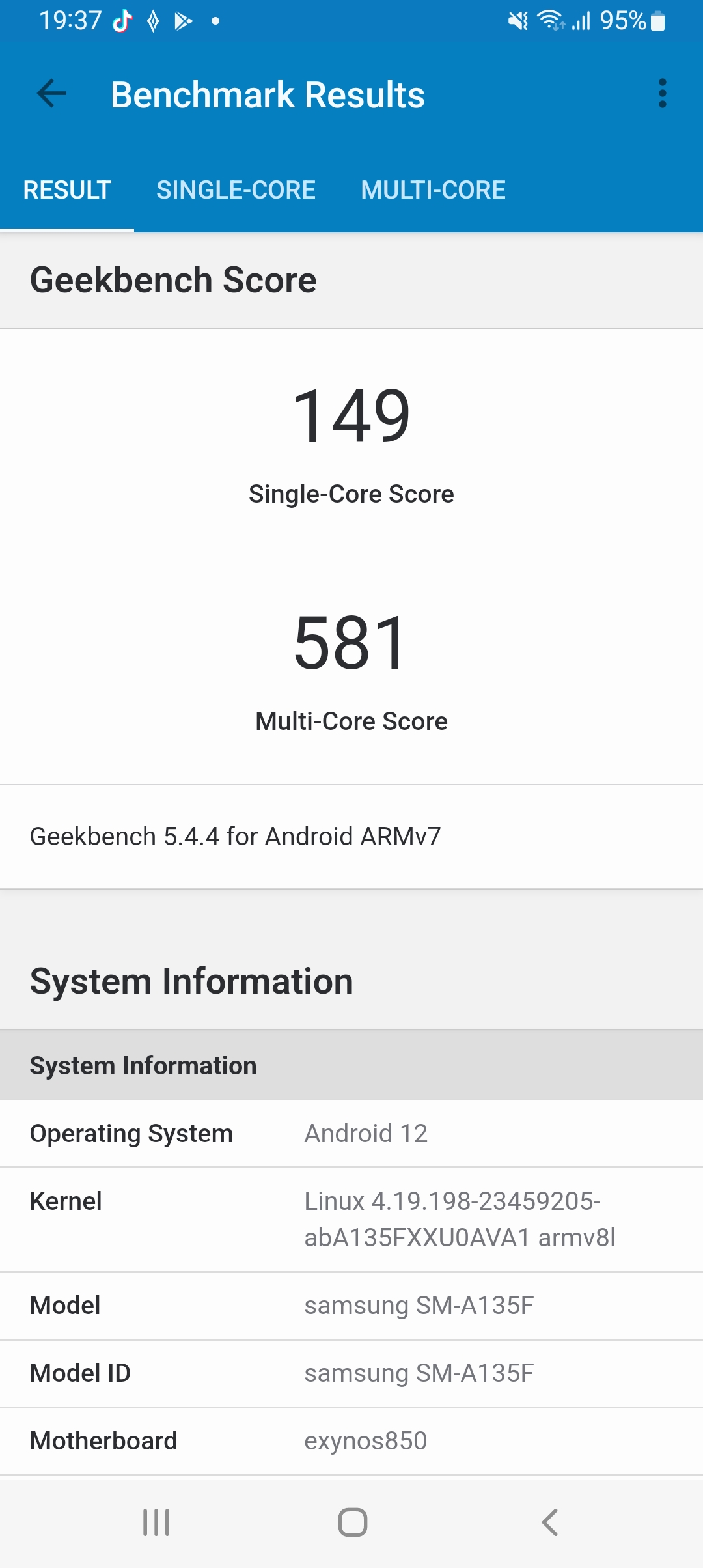 Kết quả từ bài test 3D Mark của OPPO A13 Kết quả từ bài test 3D Mark của OPPO A13