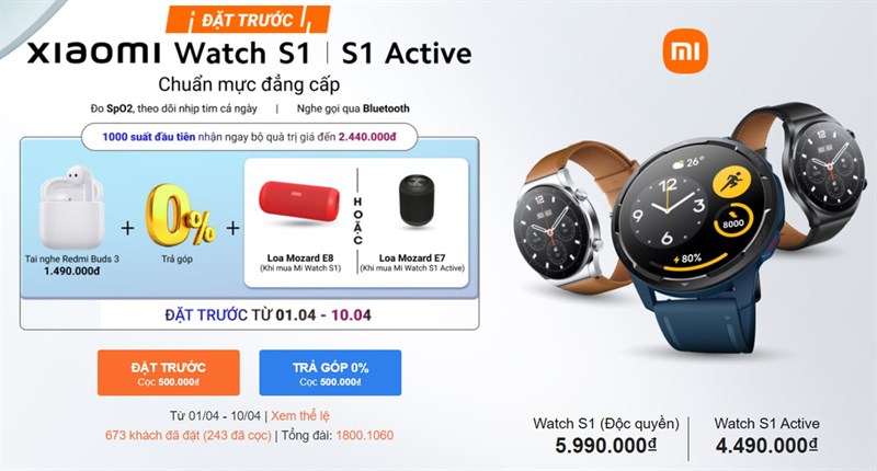 Khuyến mãi đặt trước Xiaomi Watch S1 Series