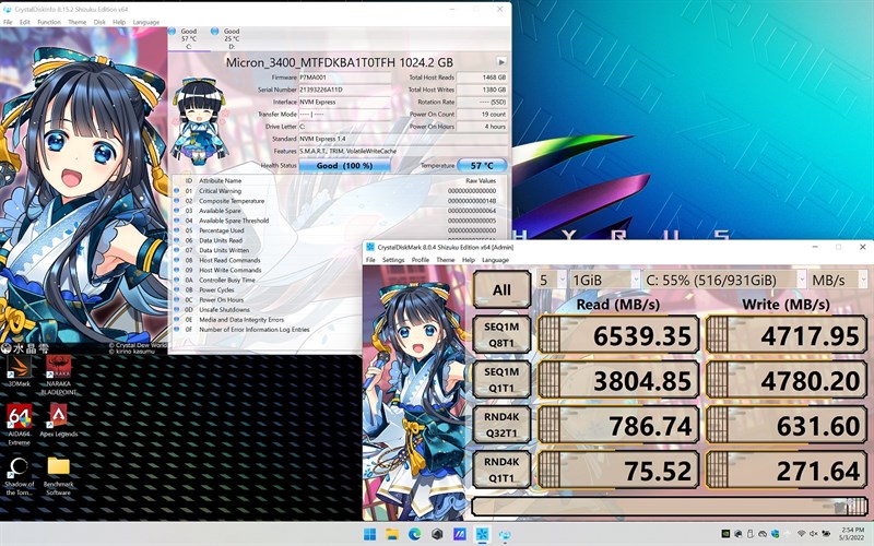Các bài kiểm tra về SSD trên Zephyrus M16 2022 với phần mềm CrystalDiskMark cho lại những kết quả truy xuất ấn tượng Các bài kiểm tra về SSD trên Zephyrus M16 2022 với phần mềm CrystalDiskMark cho lại những kết quả truy xuất ấn tượng