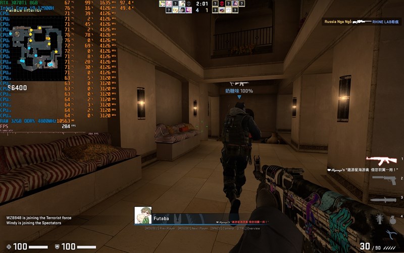 Tựa game Counter-strike: Global Offensive với thiết đặt đồ họa cao, độ phân giải 2K cho lại số khung hình dao động khoảng từ 260-280 FPS Tựa game Counter-strike: Global Offensive với thiết đặt đồ họa cao, độ phân giải 2K cho lại số khung hình dao động khoảng từ 260-280 FPS