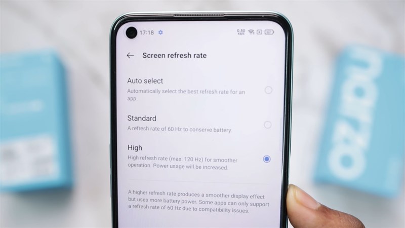 Màn hình của Realme Narzo 50 có tần số quét lên đến 120 Hz