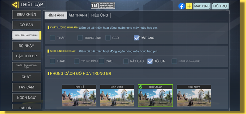 Thiết lập đồ họa ở mức cao nhất trong Call of Duty Mobile mà iPhone 13 Pro Max có thể chỉnh được. Thiết lập đồ họa ở mức cao nhất trong Call of Duty Mobile mà iPhone 13 Pro Max có thể chỉnh được.