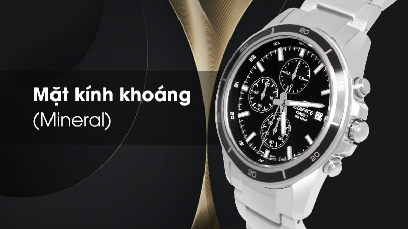 Mặt kính khoáng của Edifice Casio EFR-526D-1AVUDF có khả năng chịu lực tốt, hạn chế trầy xước