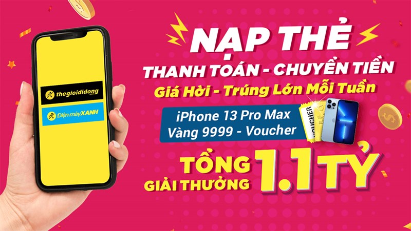 Nạp tiền điện thoại, thanh toán hoá đơn,... có cơ hội trúng quà khủng