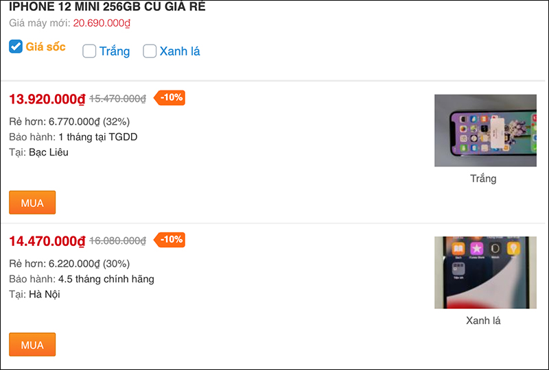 iPhone 12 và iPhone 12 mini cũ giảm sốc, giá chạm mốc từ 10.xx triệu iPhone 12 và iPhone 12 mini cũ giảm sốc, giá chạm mốc từ 10.xx triệu