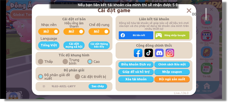 Thiết lập đồ họa trong Play Together mà mình chỉnh được với Galaxy M33 5G. Thiết lập đồ họa trong Play Together mà mình chỉnh được với Galaxy M33 5G.