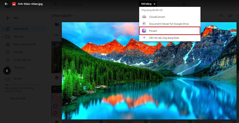 Cách chỉnh sửa ảnh bằng Picsart trên Google Drive