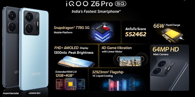 Cấu hình và giá bán iQOO Z6 Pro Cấu hình và giá bán iQOO Z6 Pro