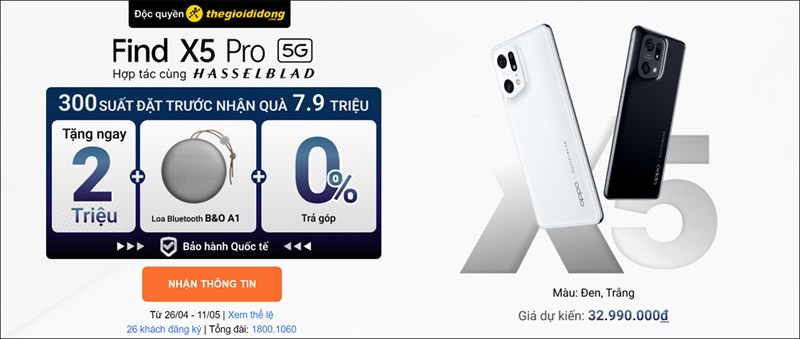 OPPO Find X5 Pro 5G sắp về hàng tại TGDĐ