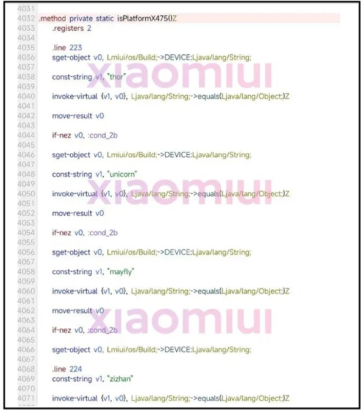 Hình ảnh mã nguồn Xiaomi MIUI bị rò rỉ