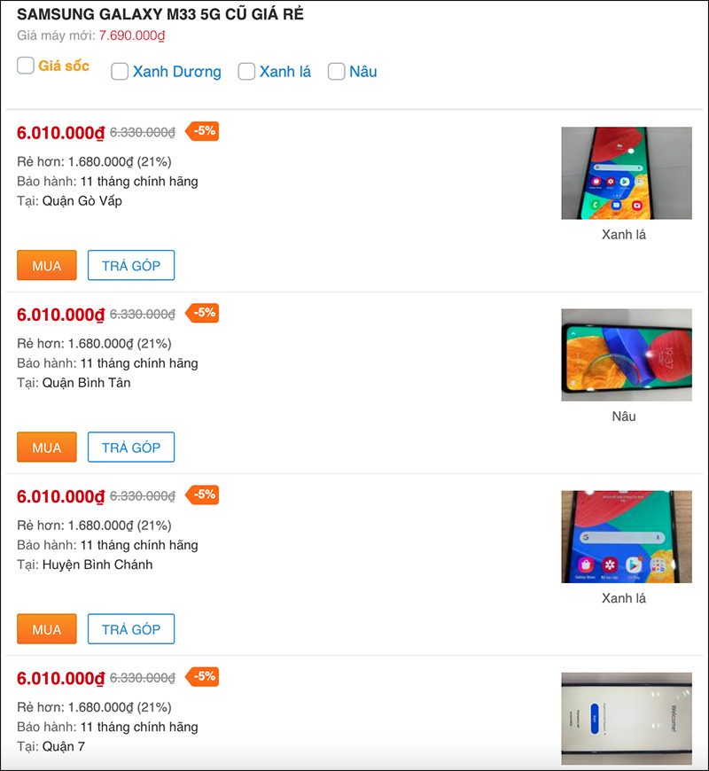 Cập nhật giá Samsung Galaxy M33 5G cũ hiện tại, rẻ hơn máy mới tận 20% Cập nhật giá Samsung Galaxy M33 5G cũ hiện tại, rẻ hơn máy mới tận 20%
