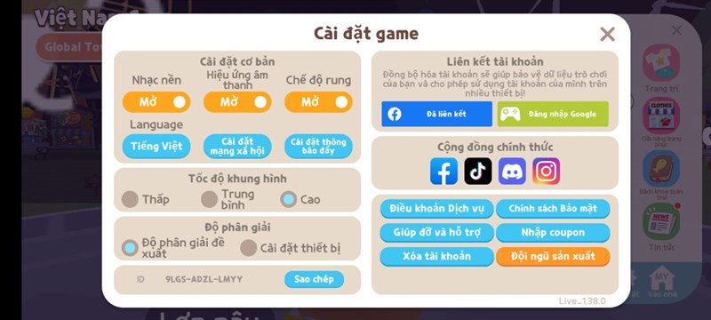 Thiết lập đồ họa game Play Together trên Galaxy M53 5G Thiết lập đồ họa game Play Together trên Galaxy M53 5G