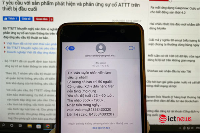 Nhiều người dùng phản ánh về tin nhắn mạo danh Tiki lừa đảo tuyển dụng Nhiều người dùng phản ánh về tin nhắn mạo danh Tiki lừa đảo tuyển dụng