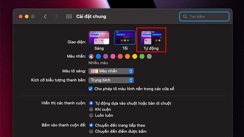 cách tự động bật chế độ tối trên MacBook