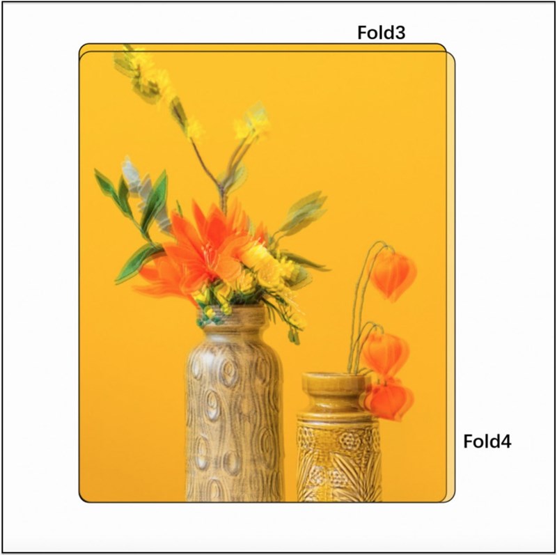 So sánh kích thước màn hình Fold3 và Fold4 So sánh kích thước màn hình Fold3 và Fold4